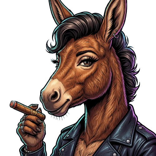 Glamorous female donkey smoking cigar - Life's A Gambol t-shirt graphic